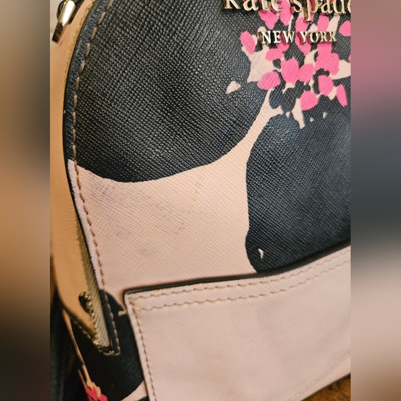 Kate Spade New York Floral Mini Backpack Pink & Black Crossbody Straps *Flaws* - Picture 6 of 15